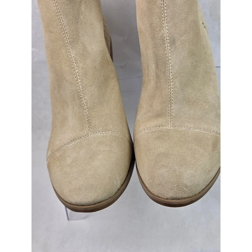 TOMS Esme Womens 10 Suede Ankle Boots Tan Chunky Heel Boho Casual Neutral Casual